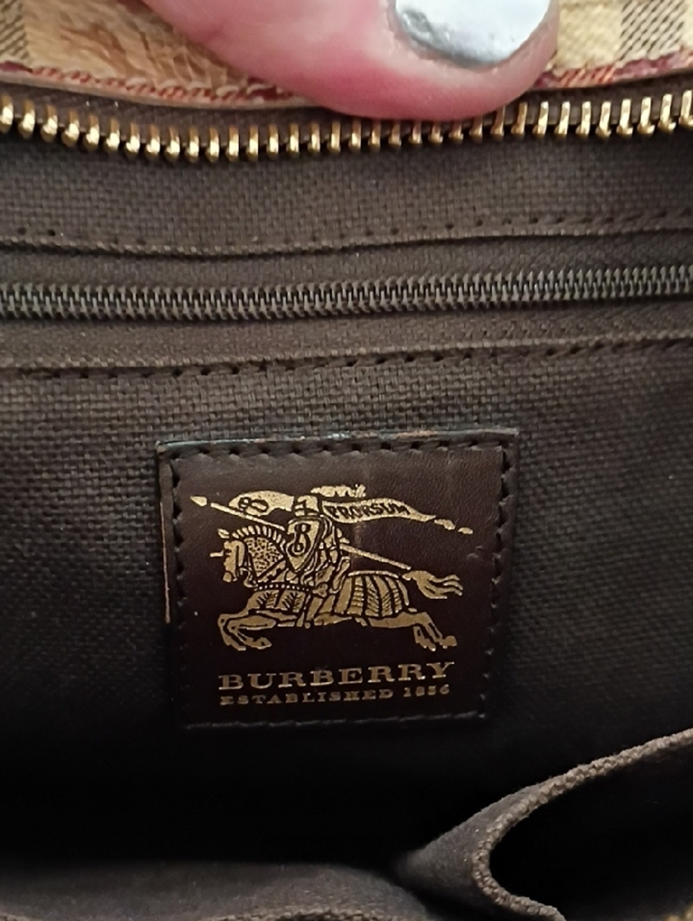 Burberry Haymarket Check Tote with Dark Brown Leather Handles - Picture 2 of 13
